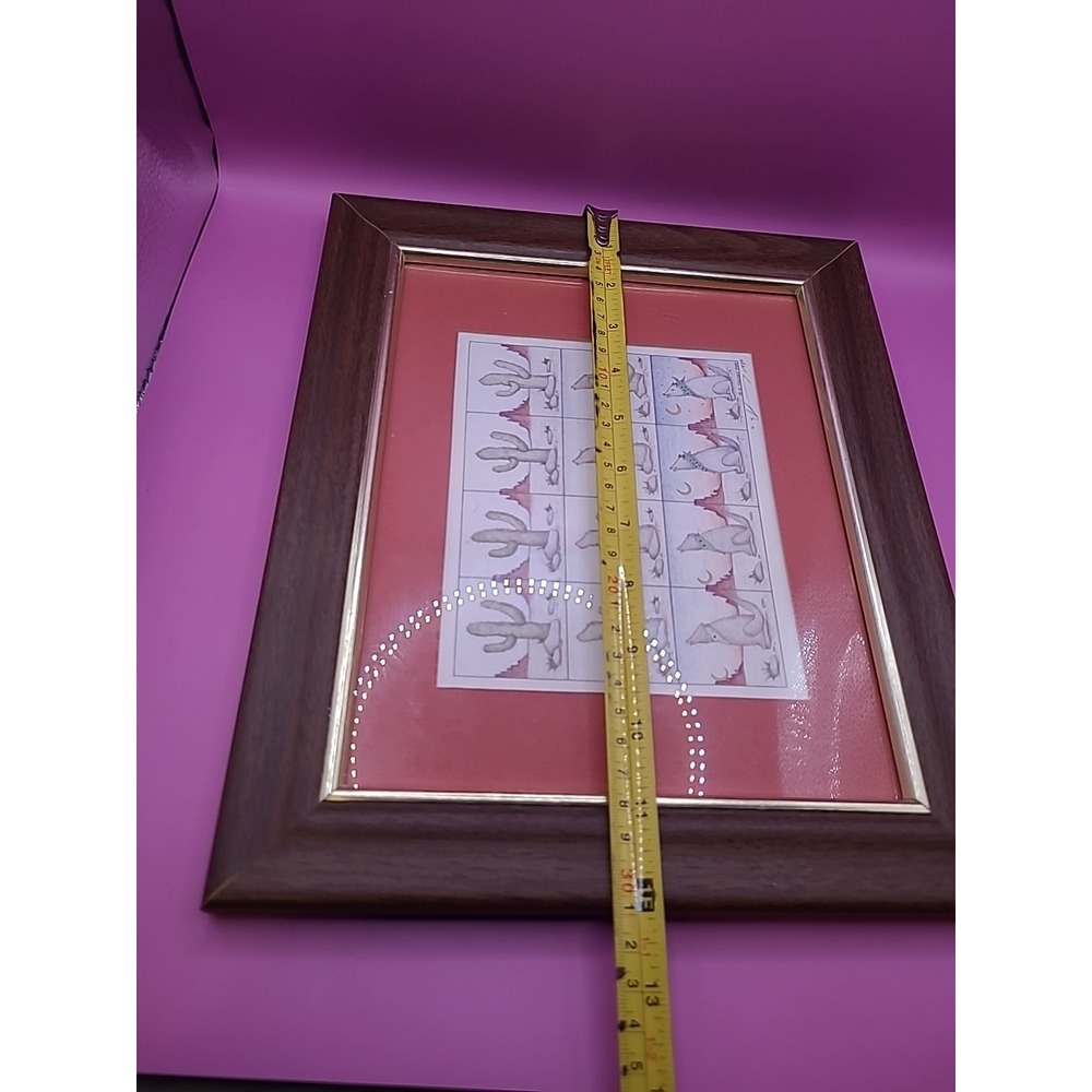 Signed Artwork: E. Halsey 1989 Transformation Framed Picture Cactus to Coyote - Picture 6 of 7